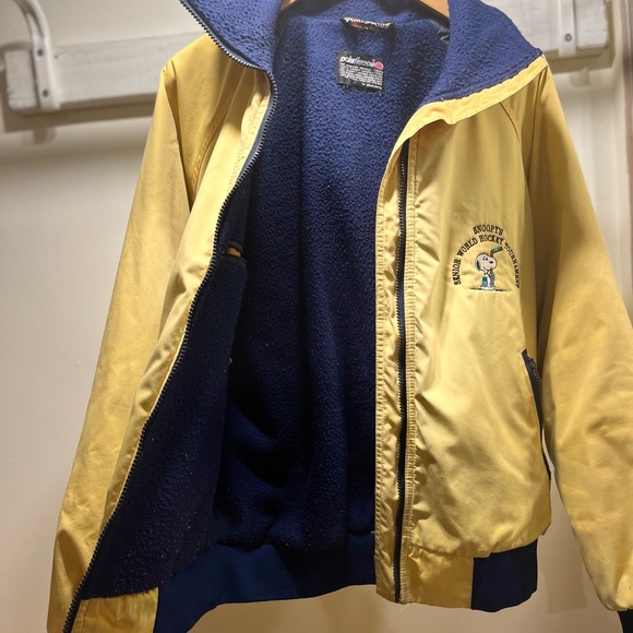 Vintage Sportsmaster USA Polarfleece jacket yellow Snoopy Senior World Hockey - Picture 7 of 14